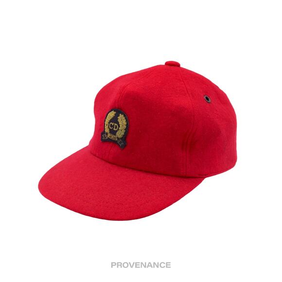 🔴 Christian Dior CD Sports Snap Back Cap - Red Black Wool - Picture 2 of 8